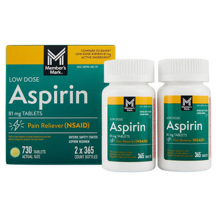 قرص آسپرین 81 میلی گرم ممبر مارک Member Mark Asprin 81mg Low Dose (365 عددی)