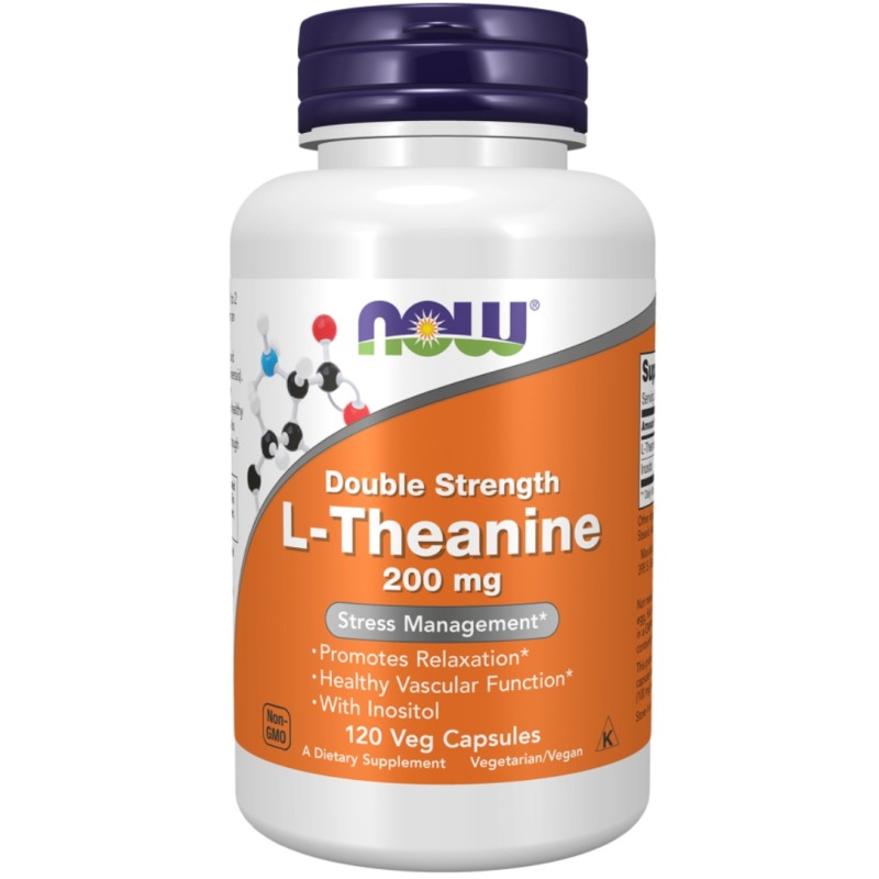 کپسول کاهش استرس ال-تیانین همراه با اینوسیتول ناو فودز NOW Foods L-Theanine 200mg (120 عددی)