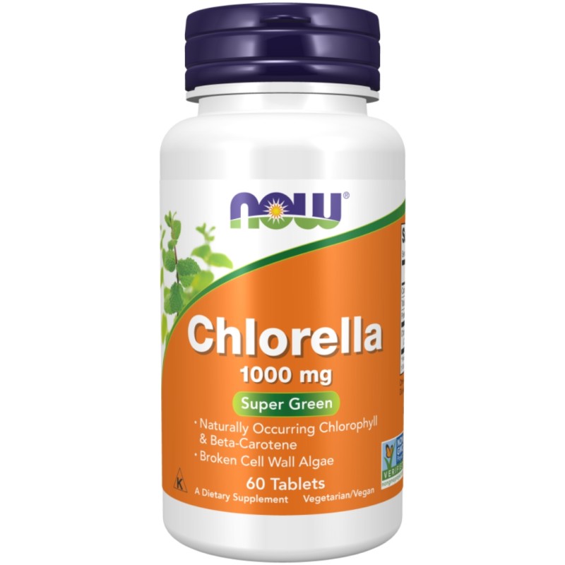 قرص سلامت بدن کلروفیل ناو فودز NOW Foods Chlorella 1000mg (60 عددی)