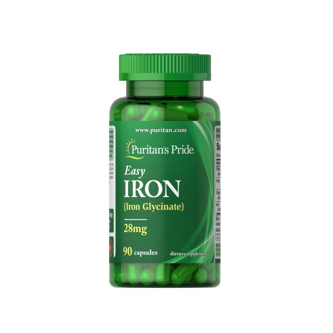 کپسول آهن همراه با ویتامین C و B12 و فولیک اسید Easy Iron Glysinate 28mg پوریتان پراید (90 عددی)