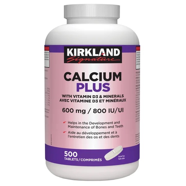 قرص کلسیم پلاس Kirkland Calcium Plus 1500mg کرکلند (500 عددی)