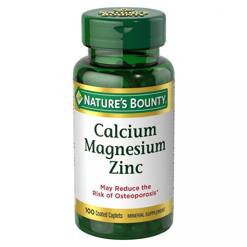 قرص کلسیم منیزیم زینک Nature's Bounty Calcium Magnesium Zinc & D3 نیچرز بونتی (100 عددی)