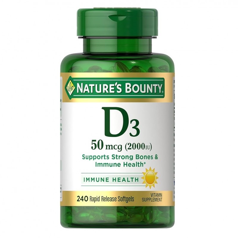 قرص ویتامین Nature's Bounty D3 2000iu نیچرز بونتی (240 عددی)