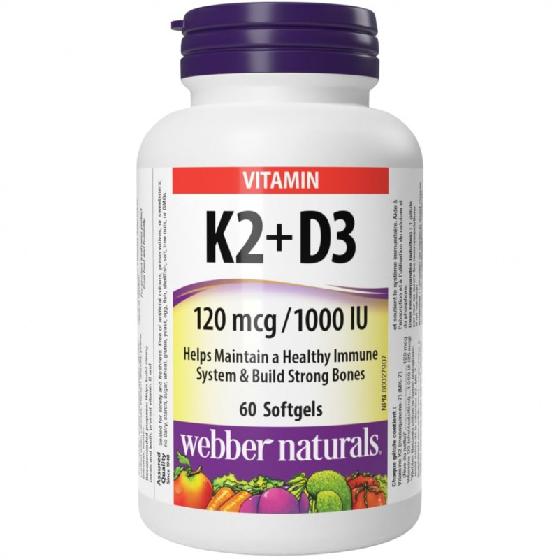 سافت ژل ویتامین Webber Naturals K2 +D3 وبر نچرالز (60 عددی)