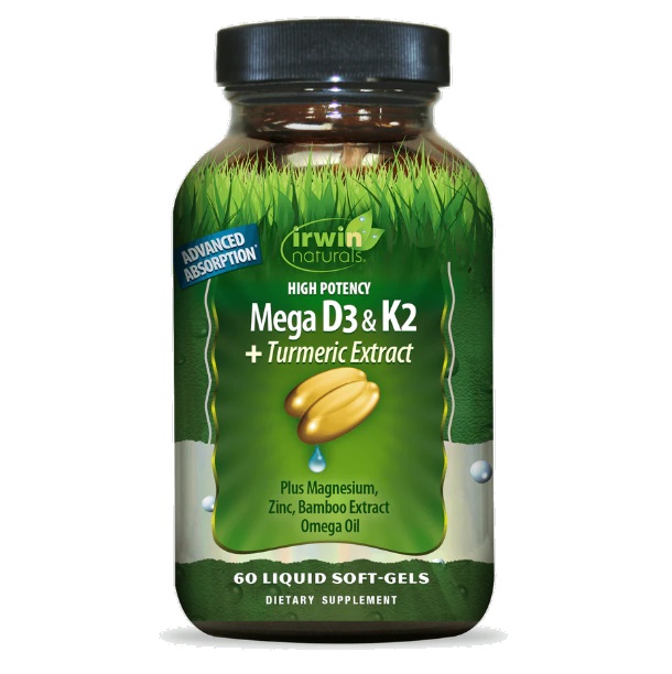 سافت ژل ویتامین High Potency D3 & K2 +Turmeric Extract Irwin Naturals ایروین نچرالز (60 عددی)