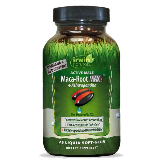 سافت ژل ماکا و آشواگاندا Maca Root Max3 + Ashwagandha Irwin Naturals ایروین نچرالز (75 عددی)
