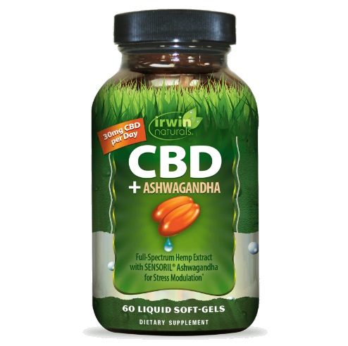 سافت ژل عصاره بذر کتان ، شاهدانه و آشواگاندا CBD +Ashwagandha Irwin Naturals ایروین نچرالز (60 عددی)