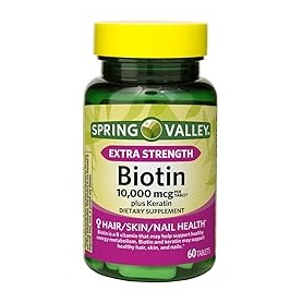 قرص بیوتین Spring Valley Biotin 10.000mcg اسپرینگ ولی (60 عددی)