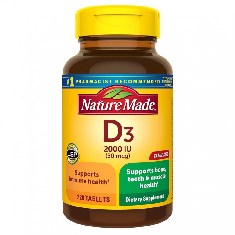 قرص ویتامین D3 2000iu نیچرمید NatureMade (220 عددی)