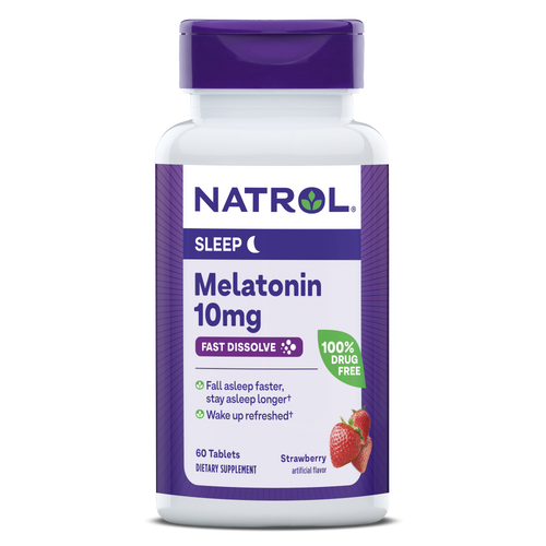 قرص ملاتونین Natrol Melatonin Fast Dissolve Strawberry 10mg ناترول (60 عددی)