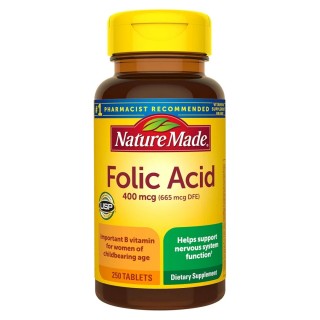 قرص فولیک اسید NatureMade Folic Acid 400mcg نیچرمید (250 عددی)