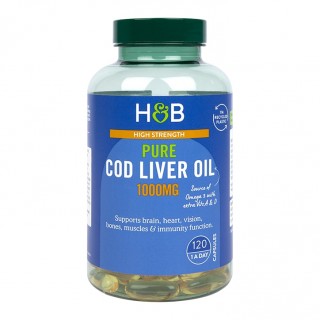 سافت ژل امگا 3 روغن کبد ماهی Holland & Barret Omega-3 Cod Liver Oil 1000mg هالند اند بارت (120 عددی)