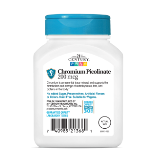 قرص کروم پیکولینات 21Century Chromium Picolinate 200mcg قرن 21 (100 عددی)