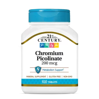 قرص کروم پیکولینات 21Century Chromium Picolinate 200mcg قرن 21 (100 عددی)