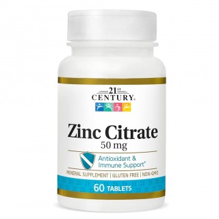 قرص زینک سیترات 21st Century Zinc Citrate 50 mg قرن 21 (60 عددی)