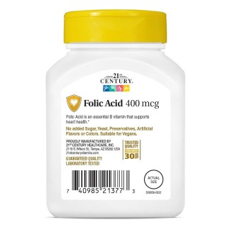 قرص فولیک اسید 21Century Folic Acid 400mcg قرن 21 (250 عددی)