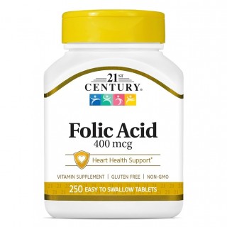 قرص فولیک اسید 21Century Folic Acid 400mcg قرن 21 (250 عددی)