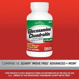 قرص تقویتی مفاصل گلوکوزامین Glucosamine Chondroitin Advanced Plus 1500mg MSM قرن 21 (120 عددی)