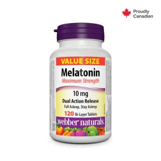 قرص ملاتونین Webber Naturals Melatonin 10mg Dual Action Release Bi-Layer وبر نچرالز (120 عددی)