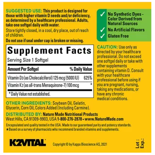 کپسول ویتامین NatureMade K2+D3 نیچرمید(30 عددی)