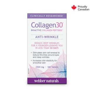 قرص کلاژن Webber Naturals Collagen30 Anti-Wrinkle Bioactive Collagen Peptides وبر نچرالز (180 عددی)