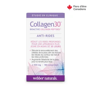 قرص کلاژن ضد چروک Webber Naturals Collagen30 Anti-Wrinkle Bioactive Collagen Peptides وبر نچرالز (180 عددی)