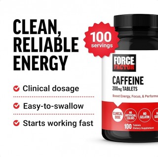 قرص کافئین ForceFactor Caffeine 200mg (100 عددی)