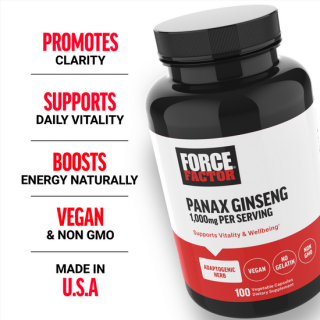 کپسول عصاره جینسینگ ForceFactor Panax Ginseng 1000mg (100 عددی)