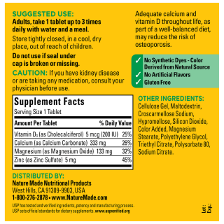 قرص کلسیم منیزیم زینک NatureMade Calcium Magnesium D3 نیچرمید(300 عددی)