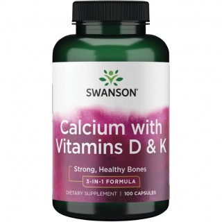 کپسول کلسیم همراه با Swanson Calcium D3 , K2 سوانسون (100 عددی)