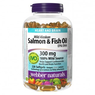سافت ژل امگا آلاسکا سالامون وحشی Wild Alaskan Salmon & Fish Oil 300mg وبر نچرالرز (220 عددی)