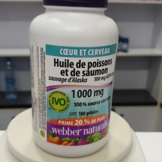سافت ژل امگا آلاسکا سالامون وحشی Webber naturals Wild Alaskan Salmon & Fish Oil 1000mg وبر نچرالرز (180 عددی)