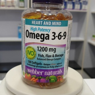 سافت ژل امگا Webber Naturals Triple Omega 3-6-9, 1200 mg وبر نچرالرز (180 عددی)