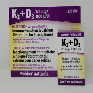 سافت ژل ویتامین Webber Naturals K2 +D3 وبر نچرالز (220 عددی)