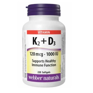 سافت ژل ویتامین Webber Naturals K2 +D3 وبر نچرالز (220 عددی)