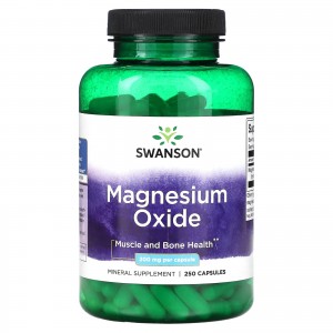 کپسول منیزیم اکساید Swanson Magnesium Oxide 200mg سوانسون (250 عددی)