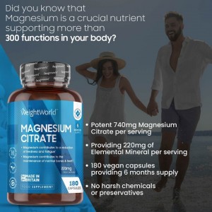 کپسول منیزیم سیترات WeightWorld Magnesium Citrate 444mg (240 عددی)