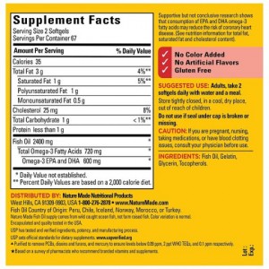 سافت ژل امگا 3 NatureMade Fish Oil 2400mg نیچرمید (134 عددی)