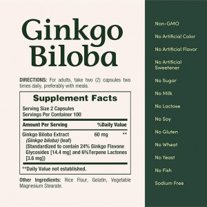 قرص عصاره جینکو بیلوبا Ginkgo Biloba 60mg نیچرز بونتی (200 عددی)