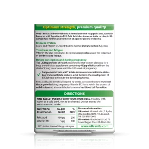 قرص فولیک اسید Vitabiotics Ultra Folic Acid ویتابیوتیکس (60 عددی)