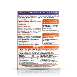 قرص آهسته رهش ویتامین Vitabiotics Ultra Vitamin C 500mg ویتابیوتیکس (60 عددی)