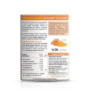 کپسول زردچوبه Vitabiotics Turmeric 210mg & Black Paper & D3 ویتابیوتیکس (60 عددی)