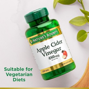 کپسول سرکه سیب Nature's Bounty Apple Cider Vinegar 480mg نیچرز بونتی (200 عددی)