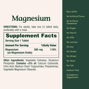 قرص منیزیم اکساید Nature's bounty Magnesium Oxide 500mg نیچرز بونتی (100 عددی)