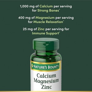 قرص کلسیم منیزیم زینک Nature's Bounty Calcium Magnesium Zinc & D3 نیچرز بونتی (100 عددی)