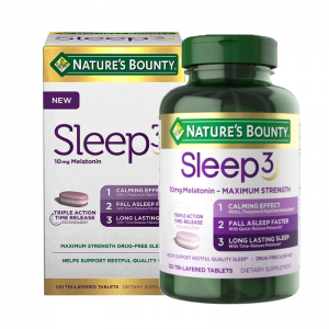 قرص چرخه خواب Nature’s Bounty Sleep3 Melatonin 10mg Maximum Strength نیچرز بونتی (120 عددی)