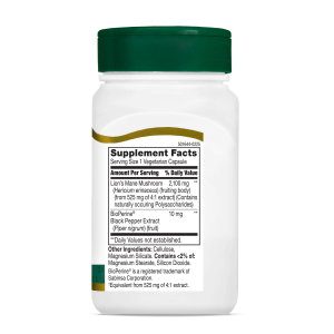 کپسول گیاهی قارچ تقویت سیستم ایمنی بدن 21Century Lion's Mane 2100mg Plus Black Pepper Extract قرن 21 (60 عددی)