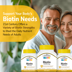 قرص بیوتین همراه با کلسیم 21Century Biotin 10.000mcg قرن 21 (120 عددی)