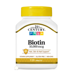 قرص بیوتین همراه با کلسیم 21Century Biotin 10.000mcg قرن 21 (120 عددی)
