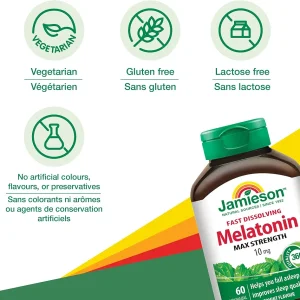 قرص ملاتونین زیر زبانی Jamieson Melatonin 10mg جیمیسون (60 عددی)